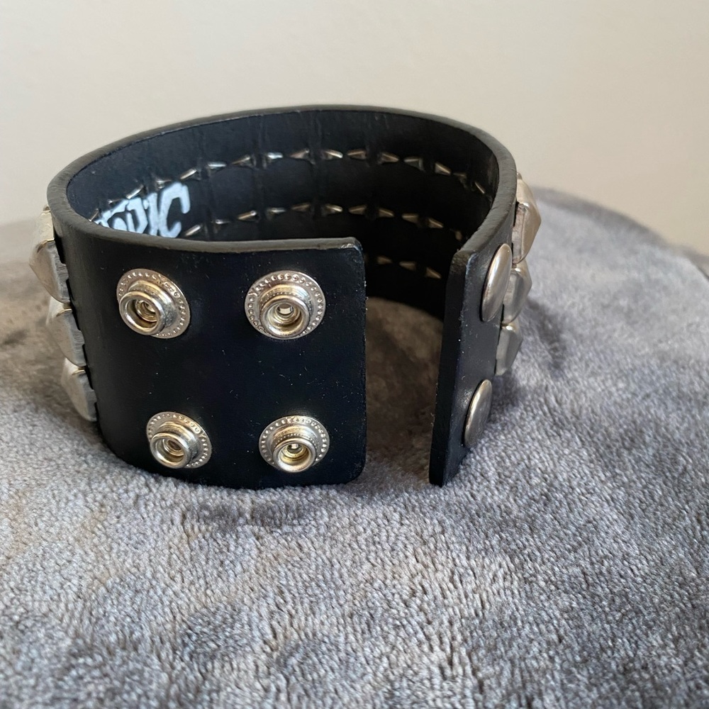 Biker Studded Hot Topic Adjustable Wrist Band - Picture 4 of 5